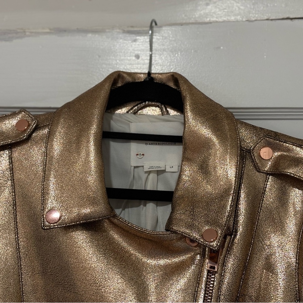 Anthropologie Metallic Bronze Moto Jacket - Picture 6 of 12